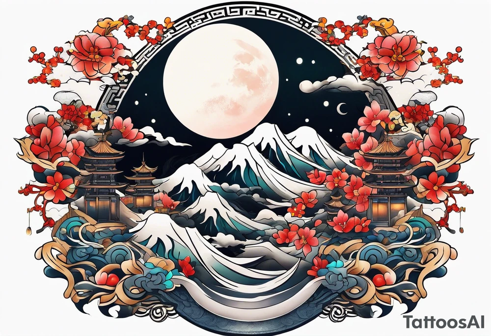 Japanese moon god tattoo idea