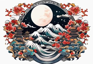 Japanese moon god tattoo idea