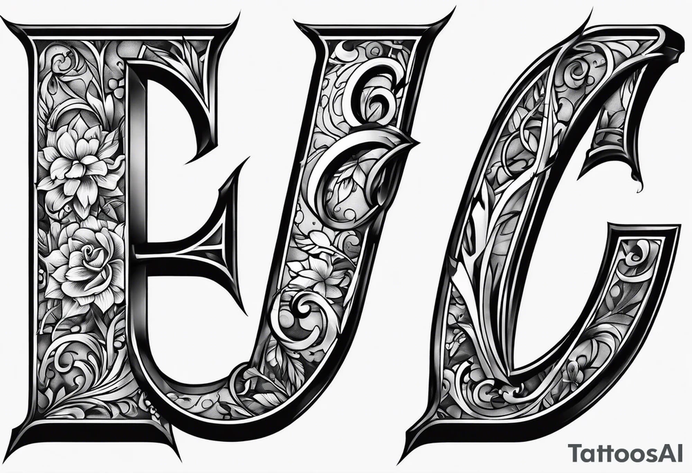 paw letter L and C tattoo idea