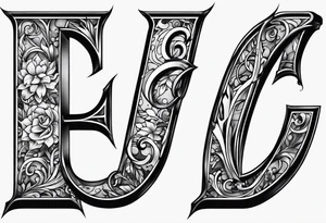 paw letter L and C tattoo idea