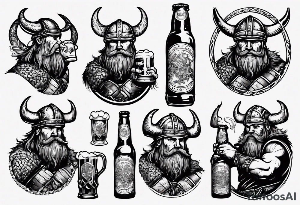 Viking drinking a beer tattoo idea