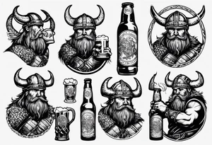 Viking drinking a beer tattoo idea