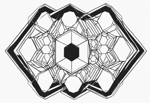 Draw twelve black and white adjacent hexagons connected in a single circle. tattoo idea