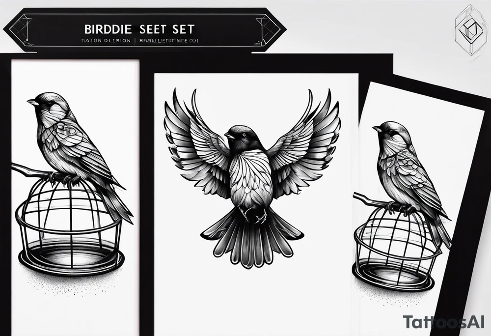 Birdie set free from cage tattoo idea