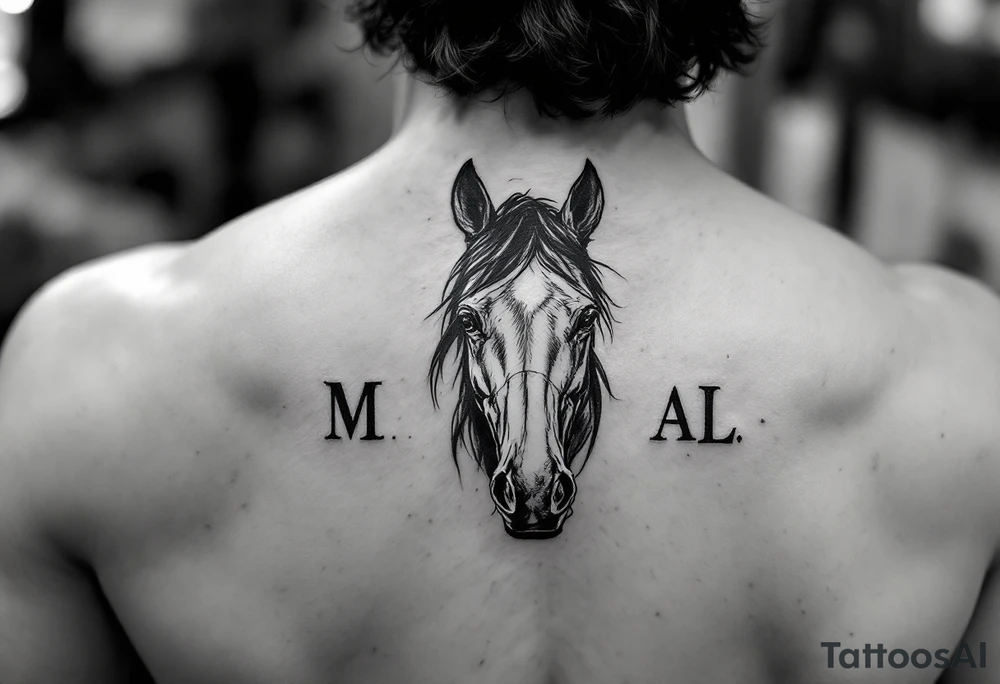 horse silhouette
from the front
with letters M A L tattoo idea