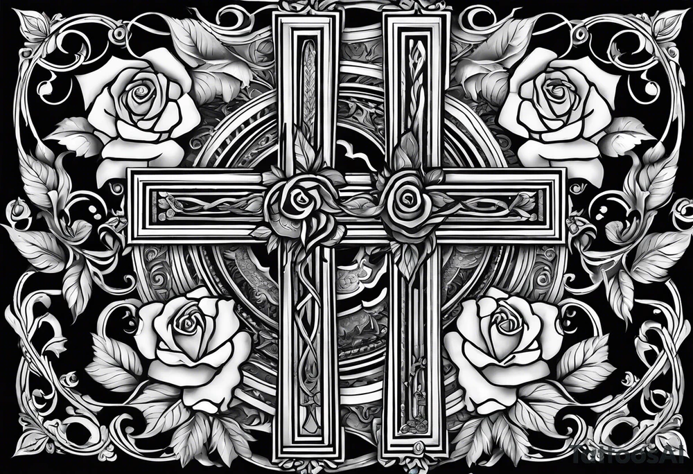 Cross that says know your worth as well as my dads birthday the 30th of August 1966 and a rose tattoo idea