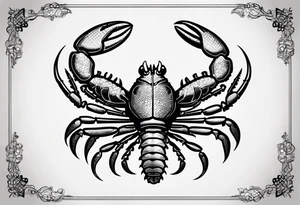 Shadow stencil of a lobster with claws tattoo idea