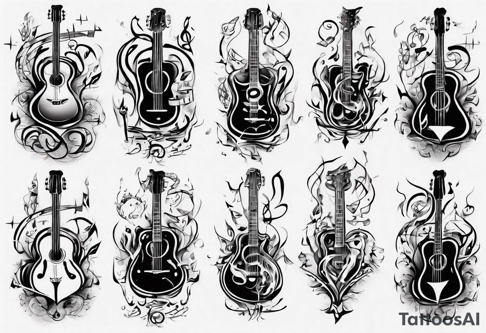 music stave hearth tattoo idea