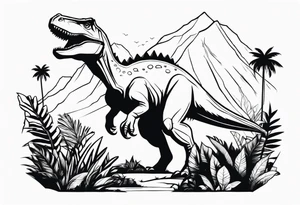 dinosaur in jungle tattoo idea