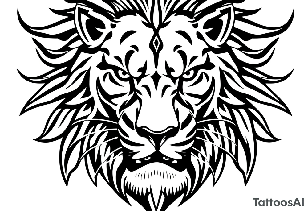 powerful majestic lion, close-up tattoo idea