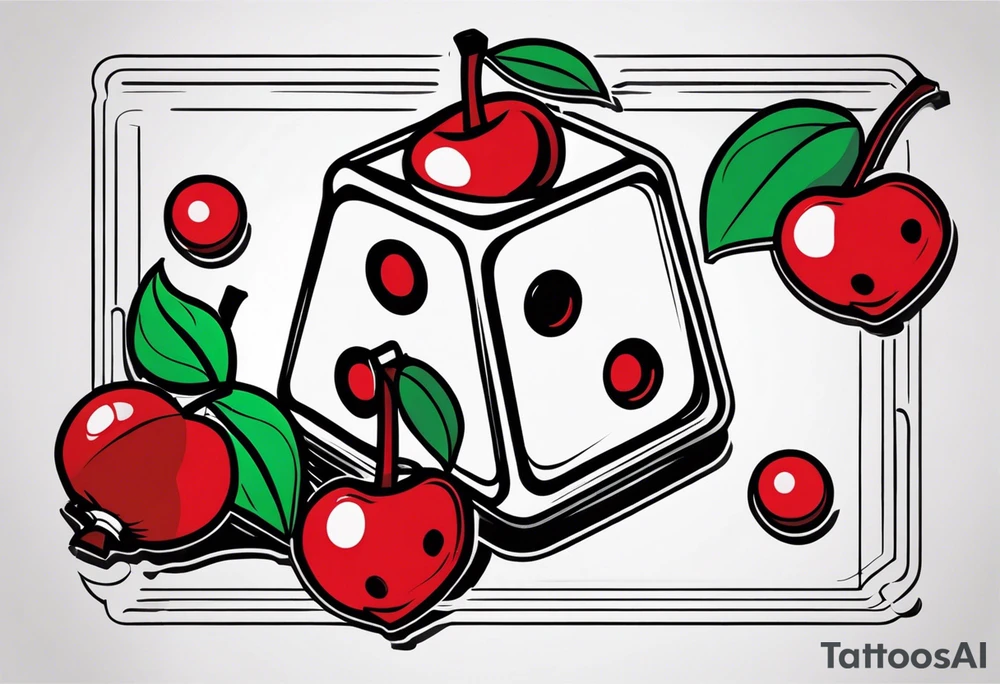 the name lukie with dice and cherry next to it tattoo idea