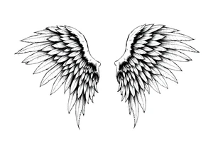Realistic angelwings long tattoo idea
