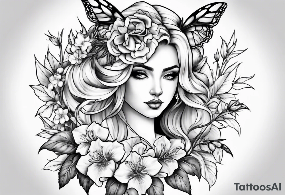 Larkspur with a bow tattoo idea