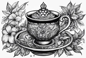 Ayahuasca mushrooms like a cup of tea tattoo idea