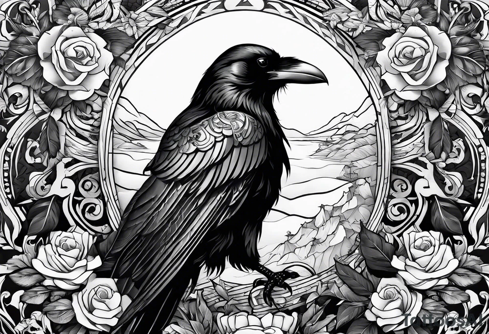 Raven on the skulls tattoo idea