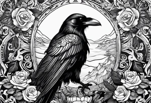 Raven on the skulls tattoo idea