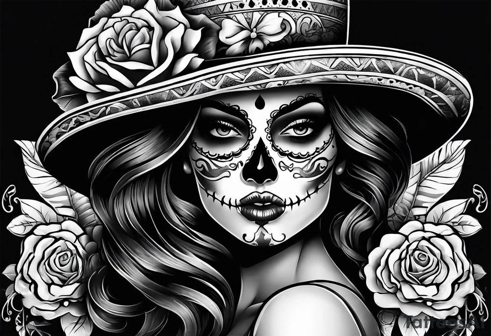 Sugar skull senorita tattoo idea