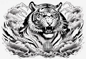A tiger surrounded by lightning tattoo idea