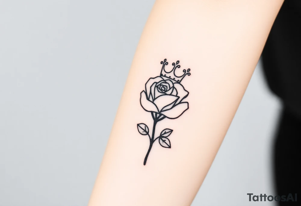 A rose with a kings crown ontop tattoo idea