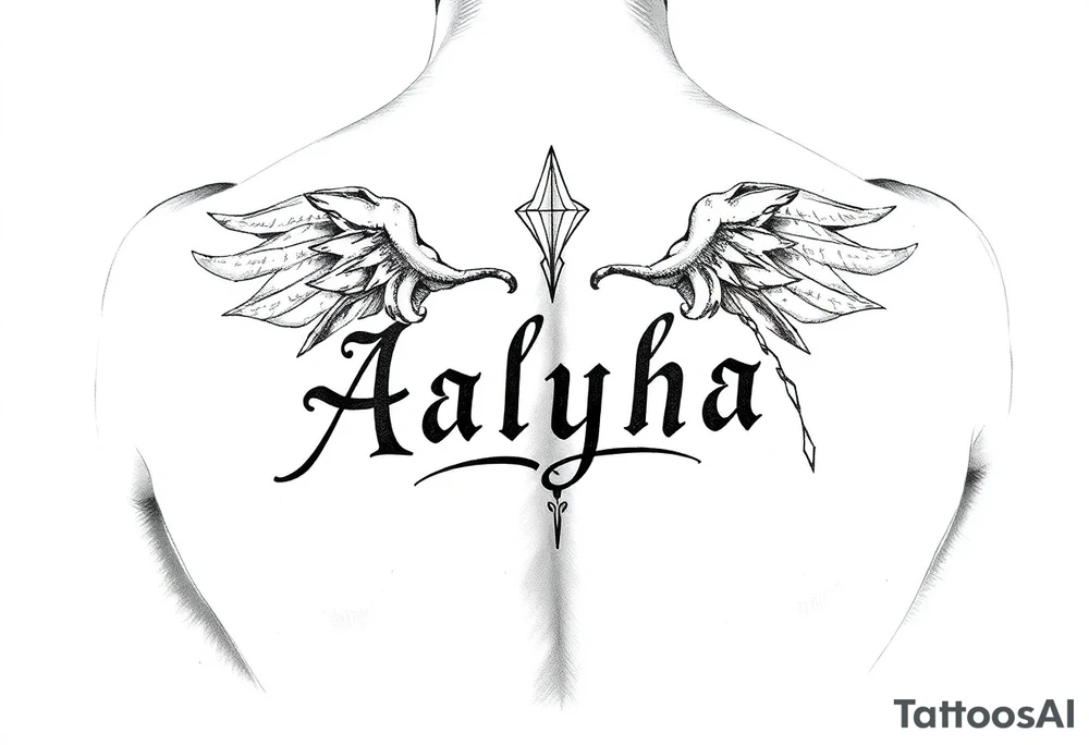name is Aalyha, zodiac aquarius, white an black realistic thug tattoo idea