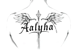 name is Aalyha, zodiac aquarius, white an black realistic thug tattoo idea