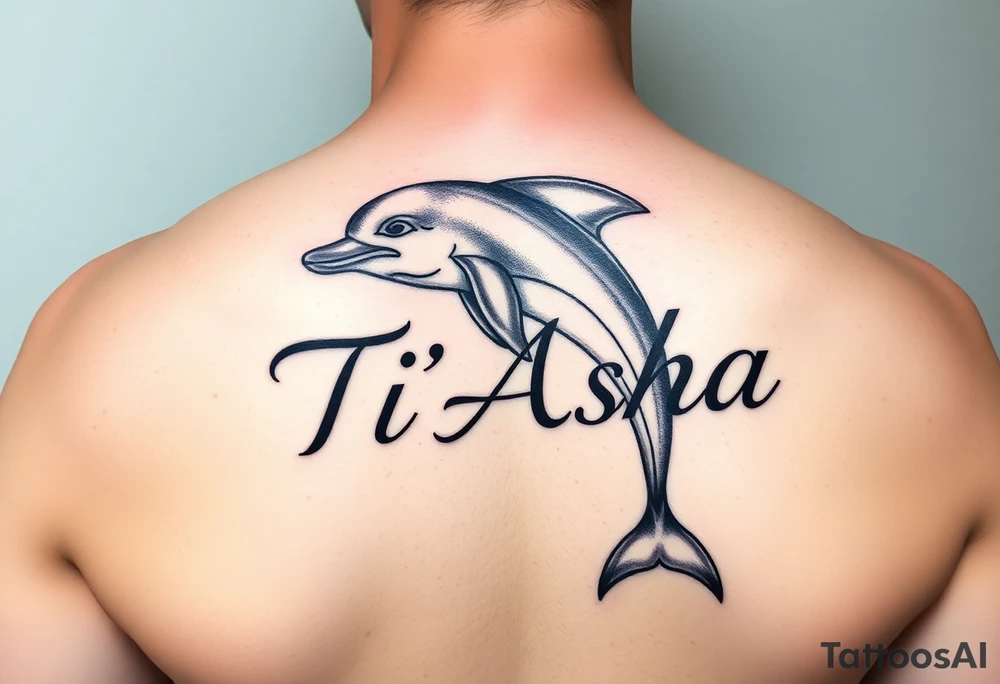 The name Ti'Asha with a dolphin for my mom favorite animal tattoo idea