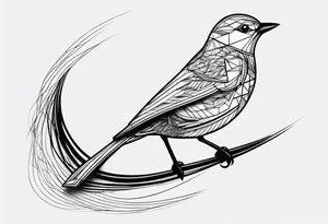 Geometric small bird minimal lines tattoo idea