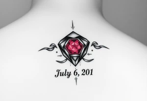 Ruby gemstone with the birthday July 6, 2019 to fit on lower ankle tattoo idea
