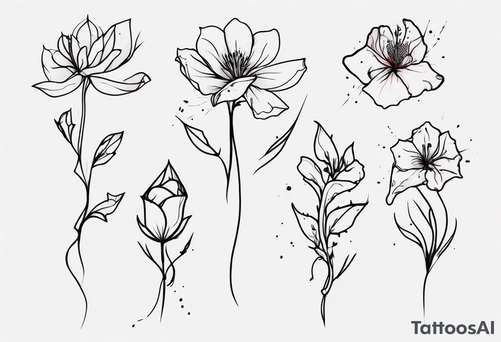 bleeding flower, one line tattoo idea