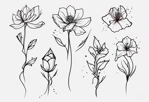 bleeding flower, one line tattoo idea