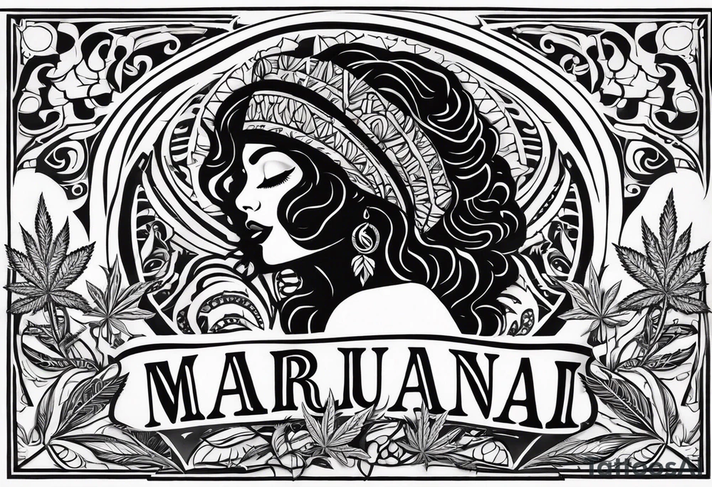 Black Goddess of marijuana tattoo idea