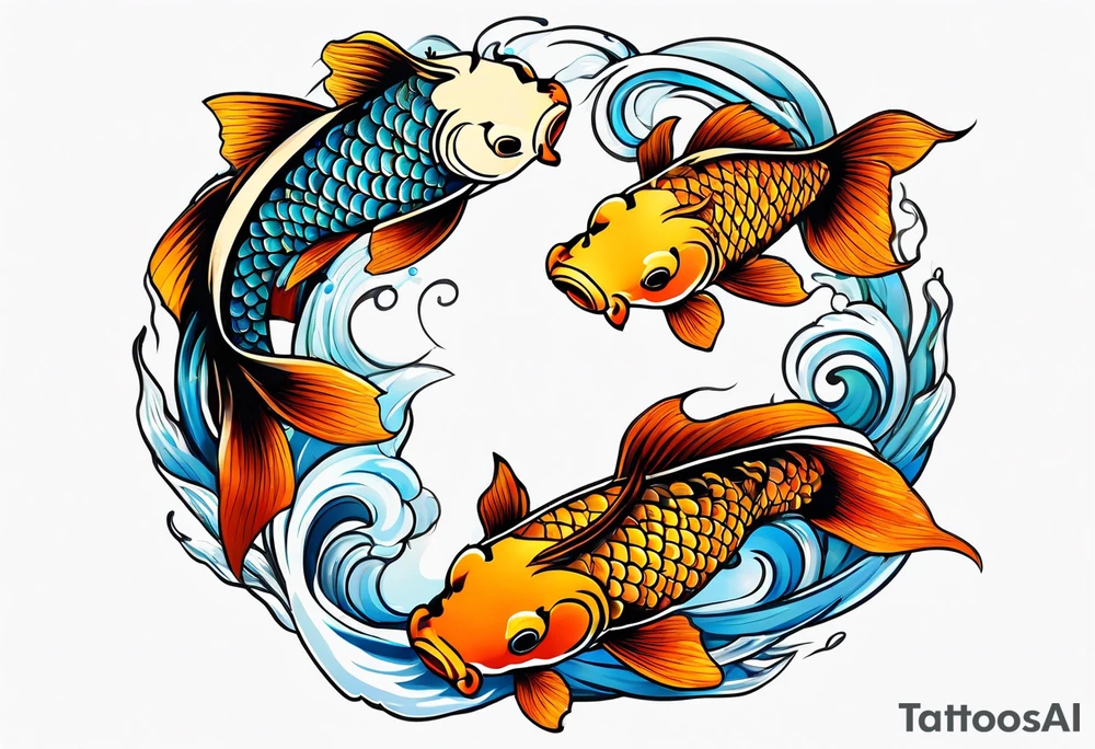 4 koi fish swimming in a circle tattoo idea