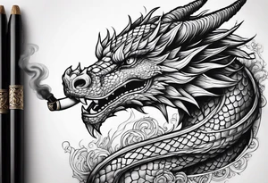 Dragon smoking pipe tattoo idea