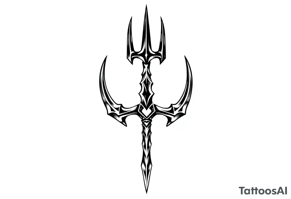 trident with cool background tattoo idea