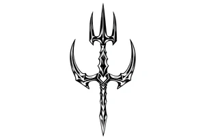 trident with cool background tattoo idea