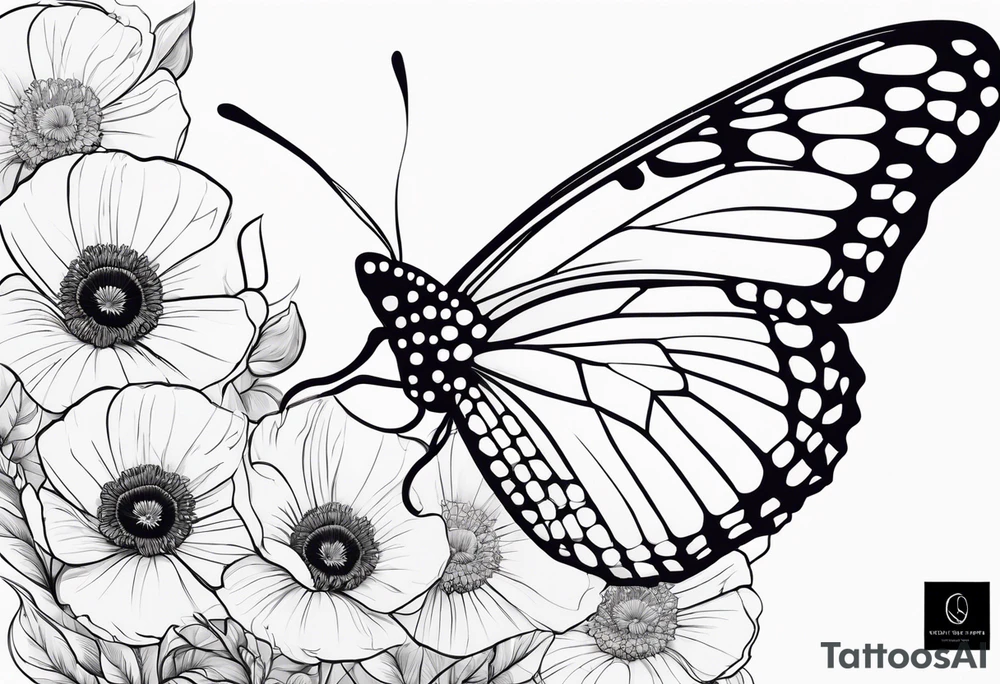 Butterfly with poppy flowers as the top wings
I don’t want flowers outside tattoo idea