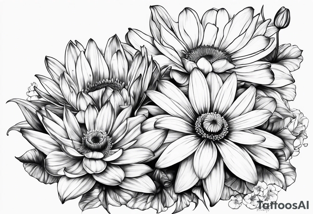 Water Lillie and Daisy tattoo idea