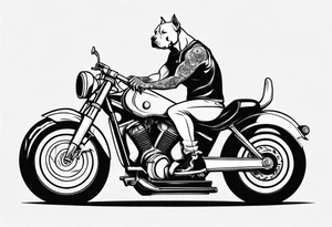 Pitbull sitting on a motorcycle tattoo idea