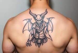 demon in cowboy-clothing,desert. tattoo idea