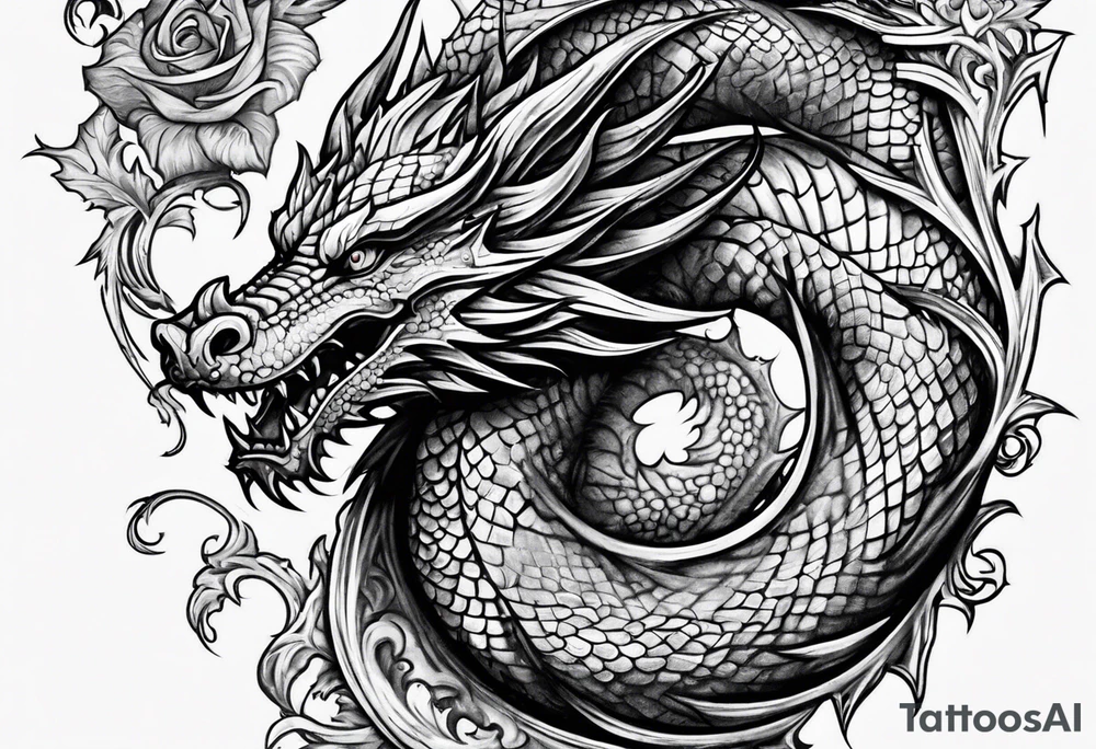 Medieval dragon climbing tattoo idea