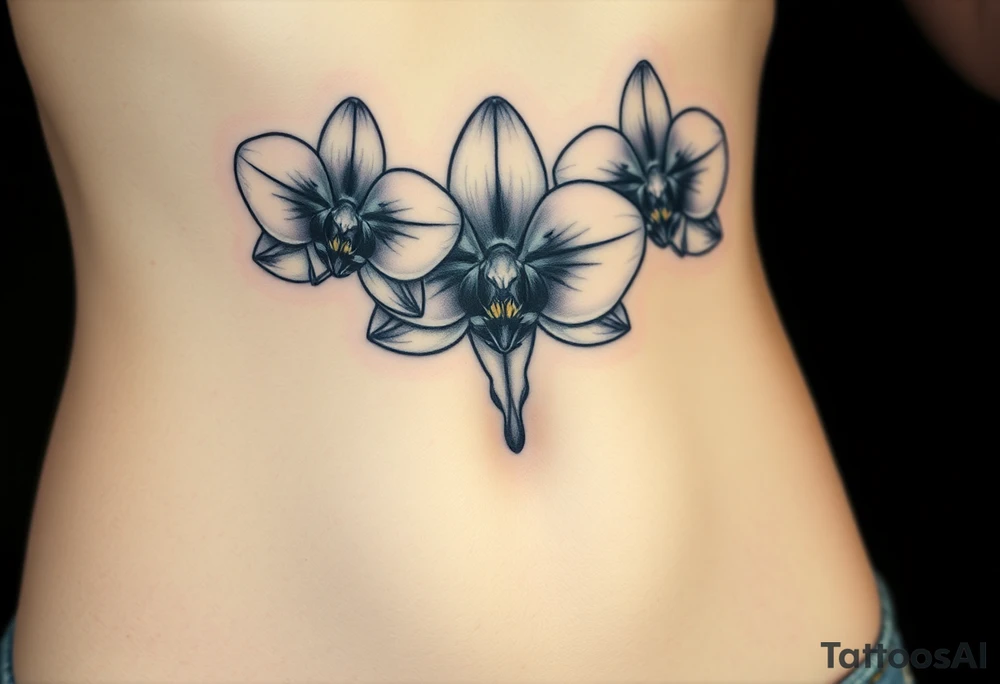 3 Orchid realistic with a mix with vagina tattoo idea