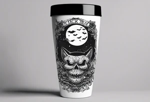 Trick or treat, 20 oz tumbler banner design, candy, minimalist, potions, brew, broom, spellbound, voodoo, cat tattoo idea