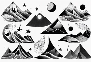 mountains and dunes and moon in the lonely desert tattoo idea