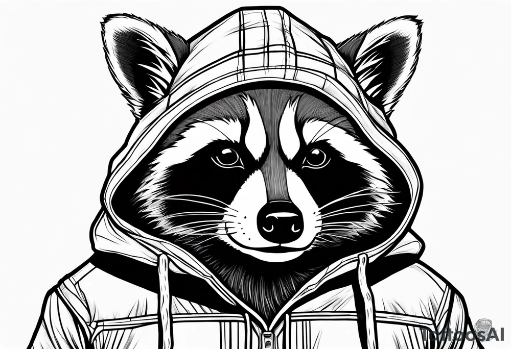 raccoon wearing a Superman hoodie tattoo idea