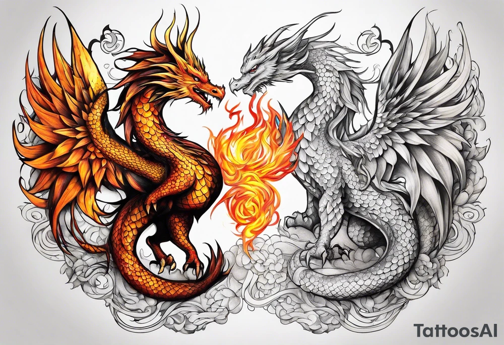 dragon and phoenix tattoo tattoo idea