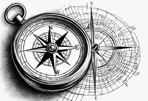 the word on a grid with a small compass compass tattoo idea