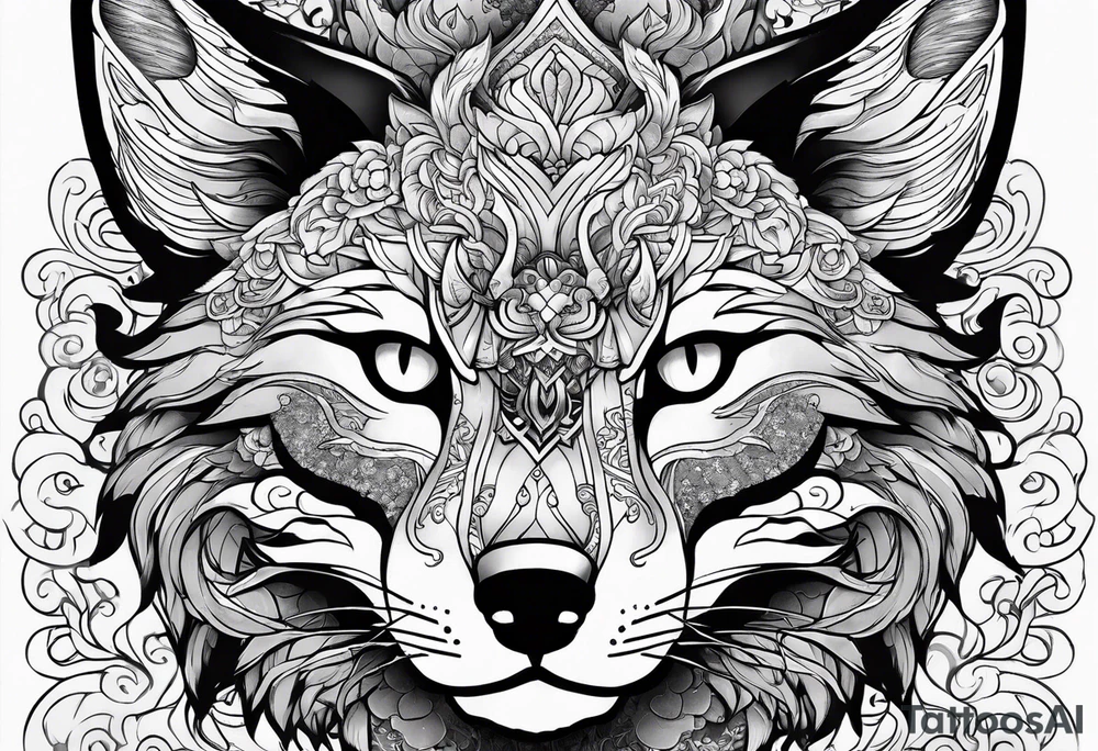 a kitsune with 6 eyes tattoo idea