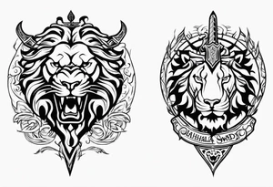 Valhalla sword shield lion dragon tattoo idea