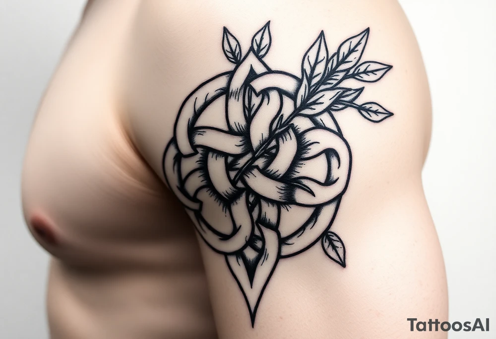 Celtic knot infused with nature tattoo idea