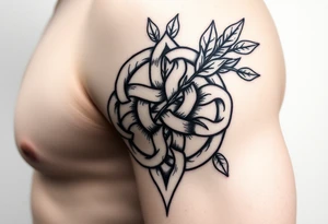 Celtic knot infused with nature tattoo idea